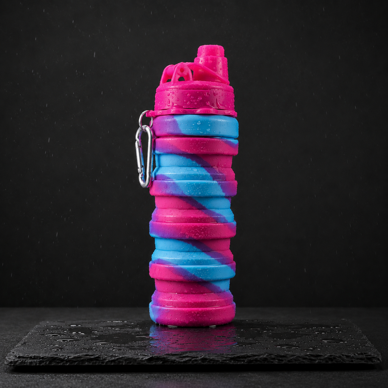 Foldo multicolor foldable silicone water bottle