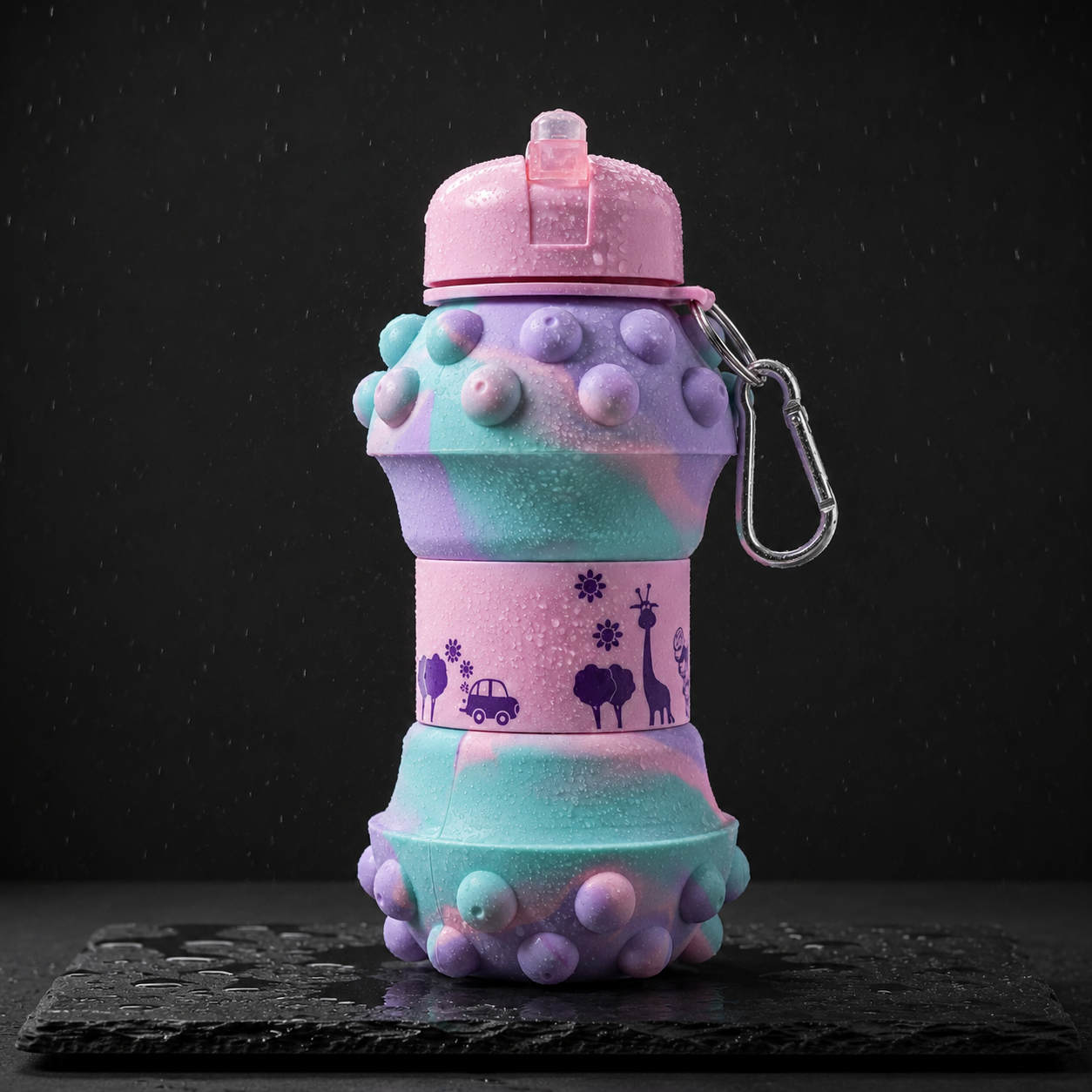 Foldo marshmallow-design pastel foldable silicone water bottle