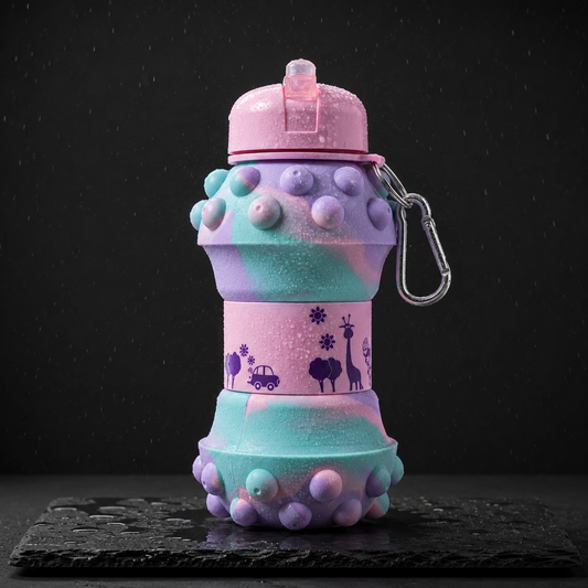 Foldo marshmallow-design pastel foldable silicone water bottle